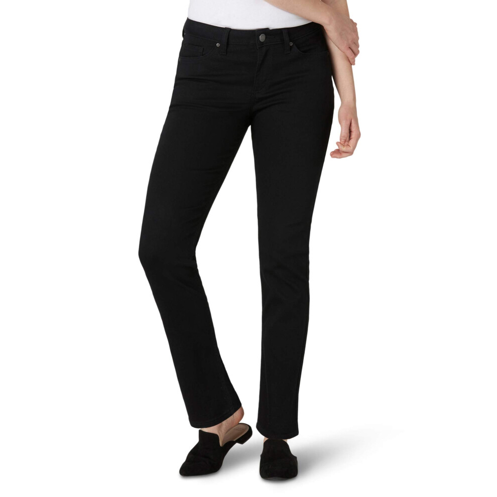 Jean Lee pour femme coupe droite et r   guli   re, taille 16 Plus, noir