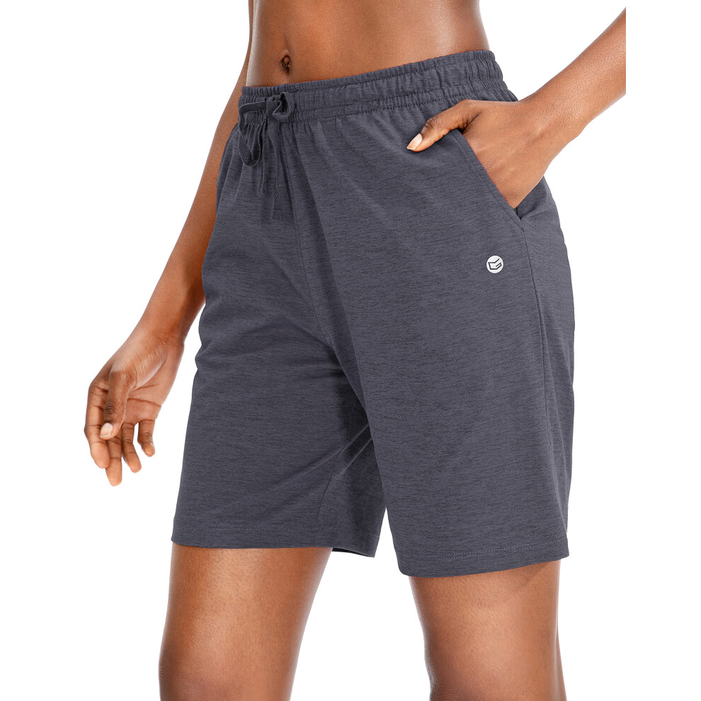 g gradual Short Bermuda pour femme Short en jersey avec poches profondes 7 Shorts longs pour femme Lounge Walking Athletic (anthracite, Large)