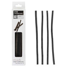 Pacific Arc Artist Vine Charcoal Soft Black 4 Charcoal Sticks til tegning af skitsering og kunst