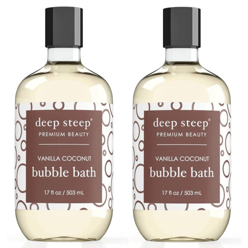 Deep Steep Αφρός Μπάνιου, 17 Οζ (Συσκευασία 2) (Βανίλια Καρύδα)