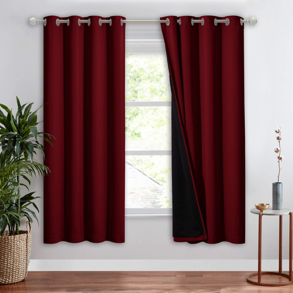 NICETOWN Living Room Completely Shaded Drapery  Privacy Protection & Noise Reducing Ring Top Drape  Black Lined Insulated Window Treatment C-image-OPC-PFNS2RZ-NEW