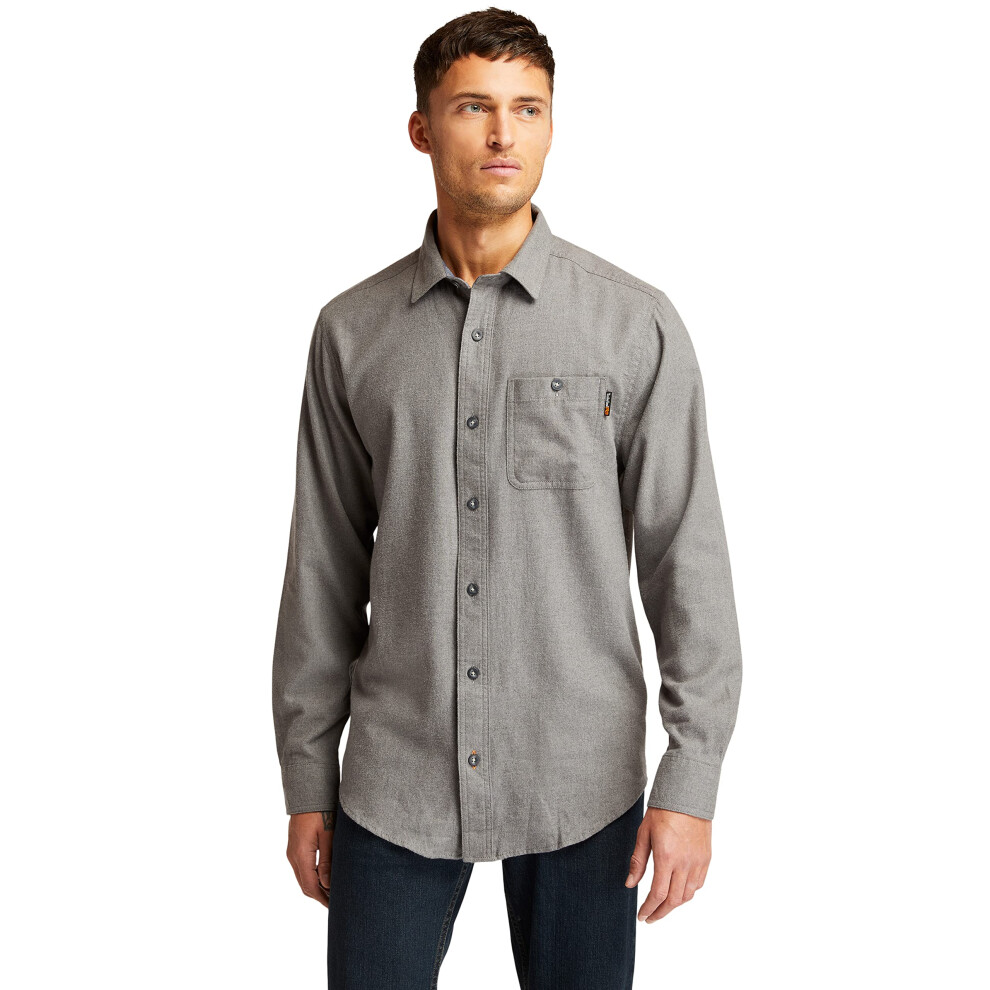 Timberland PRO Men's Woodfort Mid-Weight Flannel Work Shirt  Charcoal