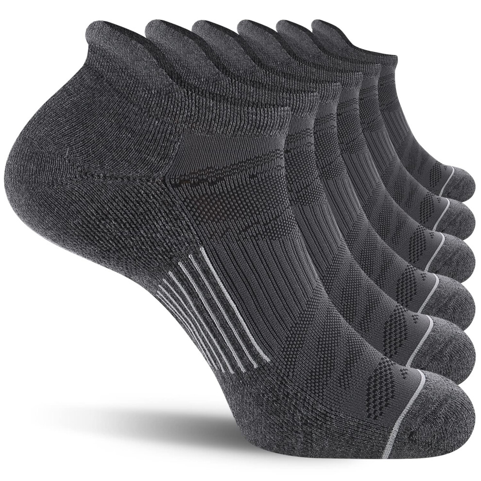 FITRELL 6 Pack Mens Ankle Running Socks Low cut cushioned Athletic Spo