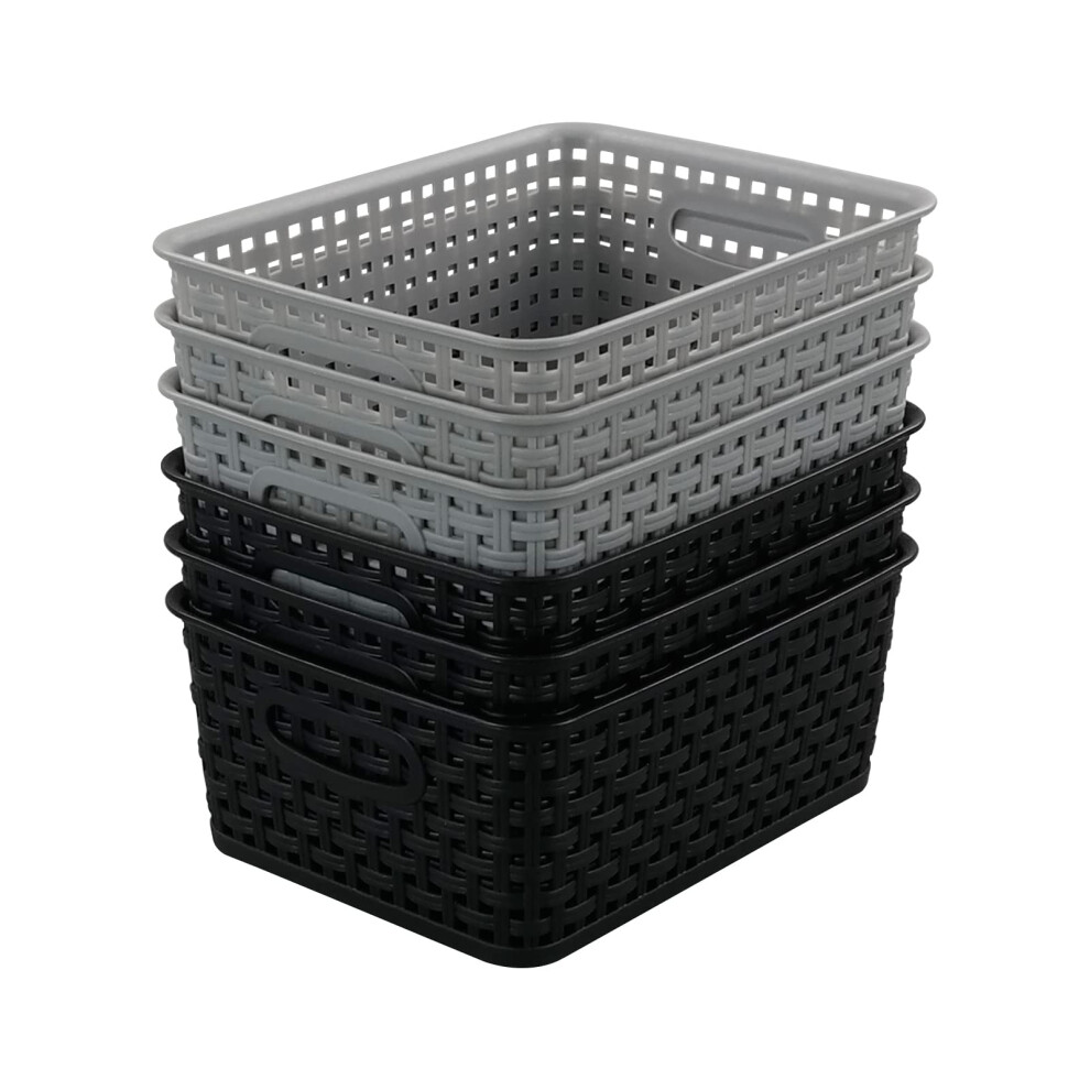 Panier de rangement tiss    en plastique Qqbine, bacs de rangement en plastique tiss   , lot de 6
