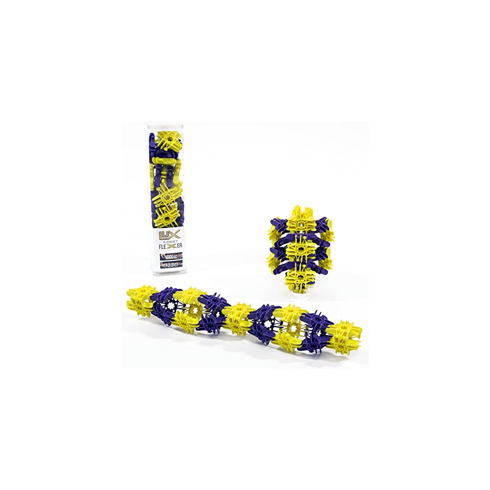 Lux Blox Purple/Yellow And Fidget Flexer Set (30 Pieces) Flexible And