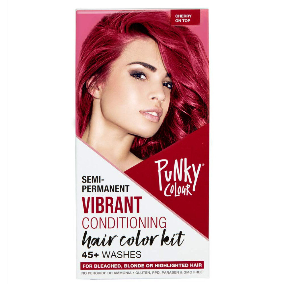 Punky Colour Box Kit Cherry on Top - For Bleached  Blonde or Highlighted Hair  Non-Damaging Hair Dye  Vegan  PPD and Paraben Free  Condition