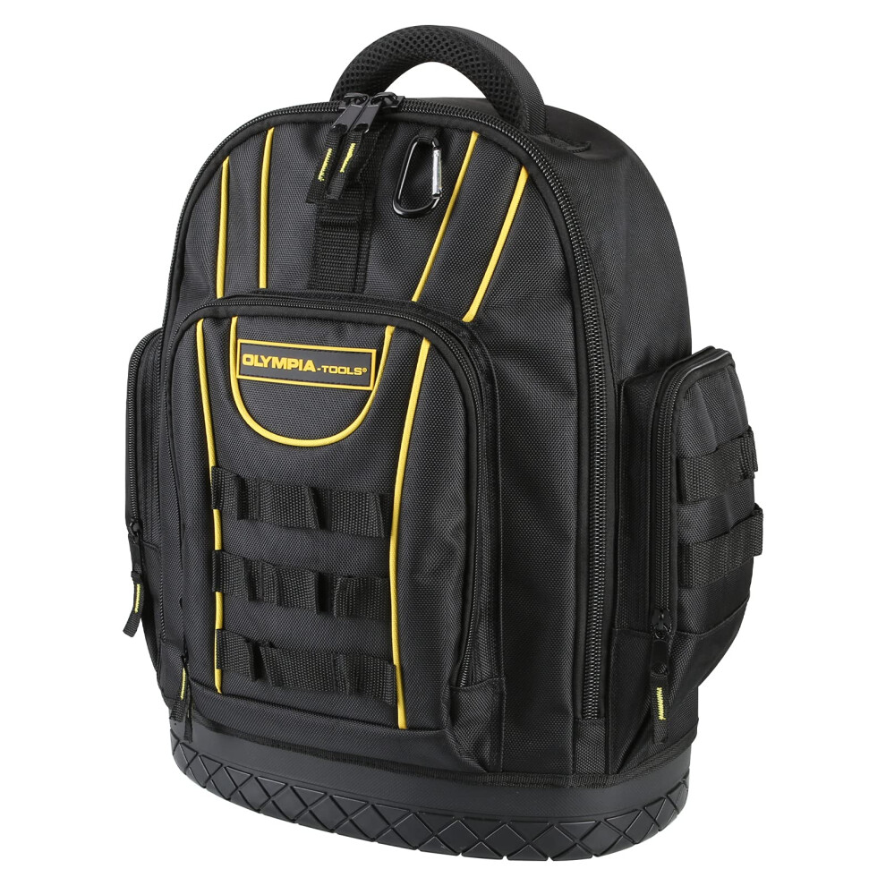 Olympia Tools Tool Backpack  Moulded Waterproof Base  Padded Shoulder Straps  Breathable Padded Back for Comfort
