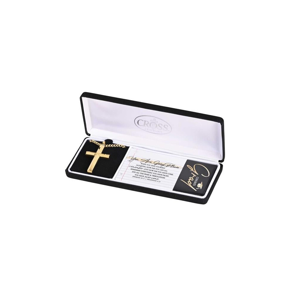 Photos - Pendant / Choker Necklace Dicksons 32-6799 24 in. Grad Box Cross Necklace - Gold