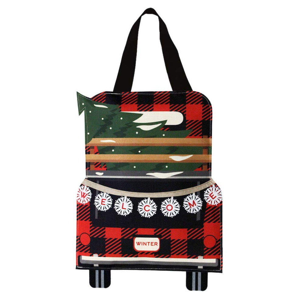 Czerwona Szachownica Burlap Boksood Door Wieszak Weclome 13 """" X 20 """" Briarwood Lane-image