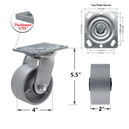 Syration rodzio resistente de ao, ferro fundido, caixa de ferramentas e bancada giratria, capacidade de 800lb (4 polegadas, 1 giro) 2