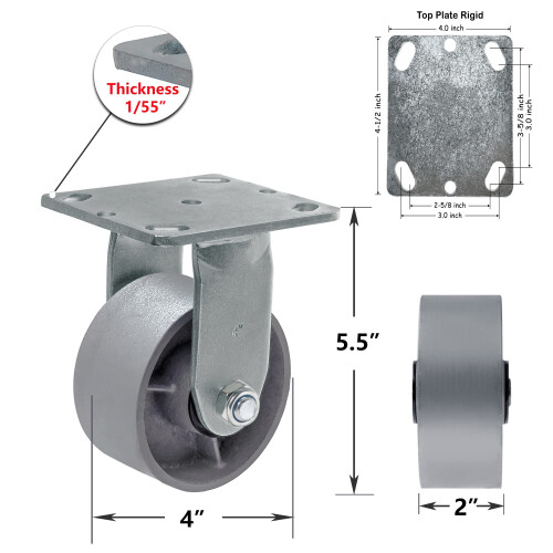 Σιδερένιοι Τροχοί Caster Heavy Duty 4 ιντσών για Εργαλειοθήκες και Πάγκους Εργασίας, 800 LB 2