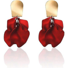 (As show, One size) Summer Boho Long Acrylic Rose Petal Earrings Dangle Exaggerated Flower Earrings Drop Floral Tassel Earrings for Women and Girls Great for Party