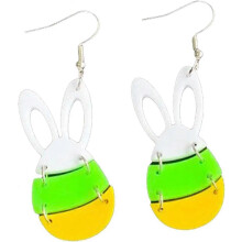 (As show, One size) Small Hoops Earrings for Women Acrylic Easter Bunny Eggs Earings Easter Rabbit Earrings Dangle Drop Bunny Jewelry for Women Girls Charm Gift Leopard N
