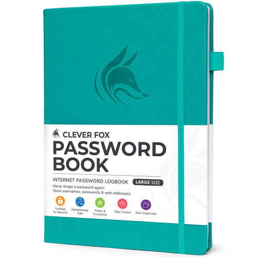 Libro delle password Clever Fox con schede. Indirizzo Internet e password Orga 1