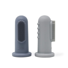 Spazzolino da denti per dita per bambini mushie (Tradewinds/Stone) confezione da 2