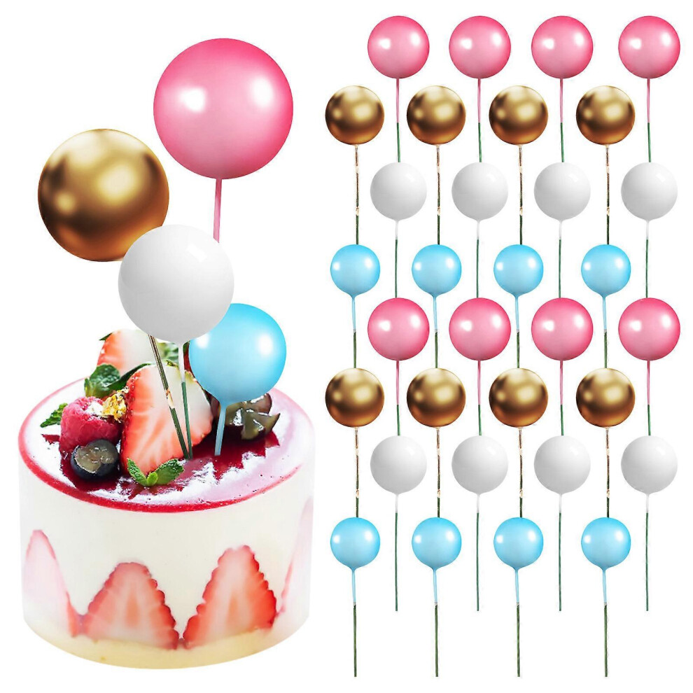 Kricely (As Show, One Size) 40 Pcs Mini Balloon Cake Toppers Foam Ball Cake Picks Cupcake Balls Diy Cake Insert Toppers Baking Decorations