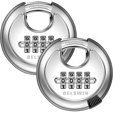 (As show, One size) 4 Digit Combination Disc Padlock With Hardened Steel Shackle Outdoor Combo Gate Lock For Sheds, Storage Unit, Garage, Fence,trailer Tongue (2 Pcs)