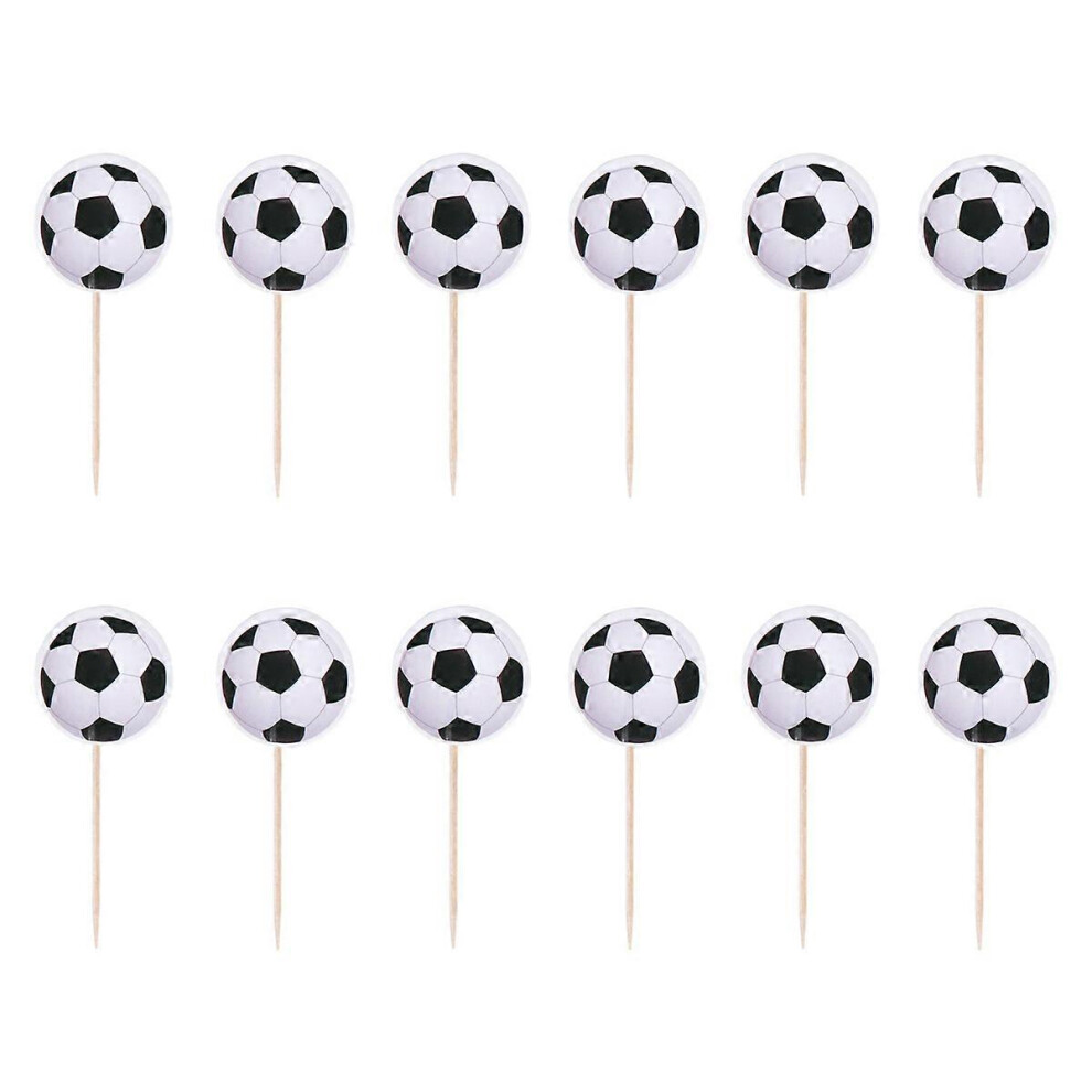 Kricely (As Show, One Size) 24Pcs Football Cake Topper Creative Funny Cake Fruit Dessert Insert For Birthday Party Festival