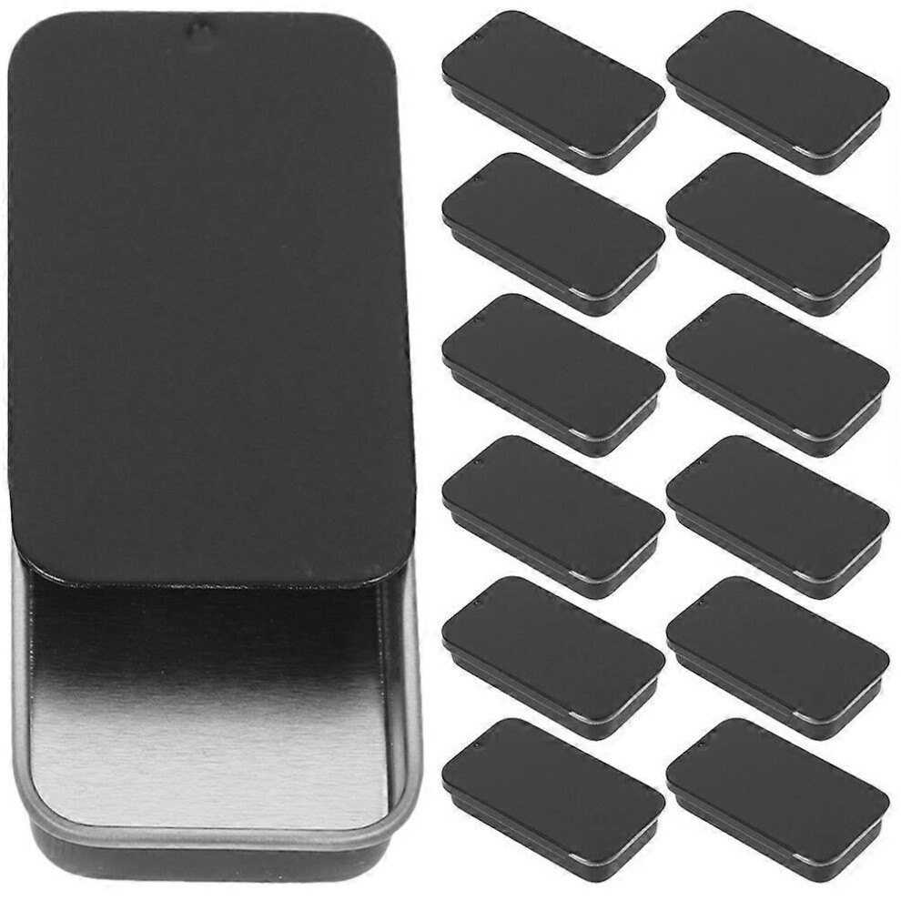 Kricely (5.00X2.50x1.00cm, ) 20Pcs Sliding Lid Tin Box Vintage Tinplate Box Container Organizer Storage Box Black