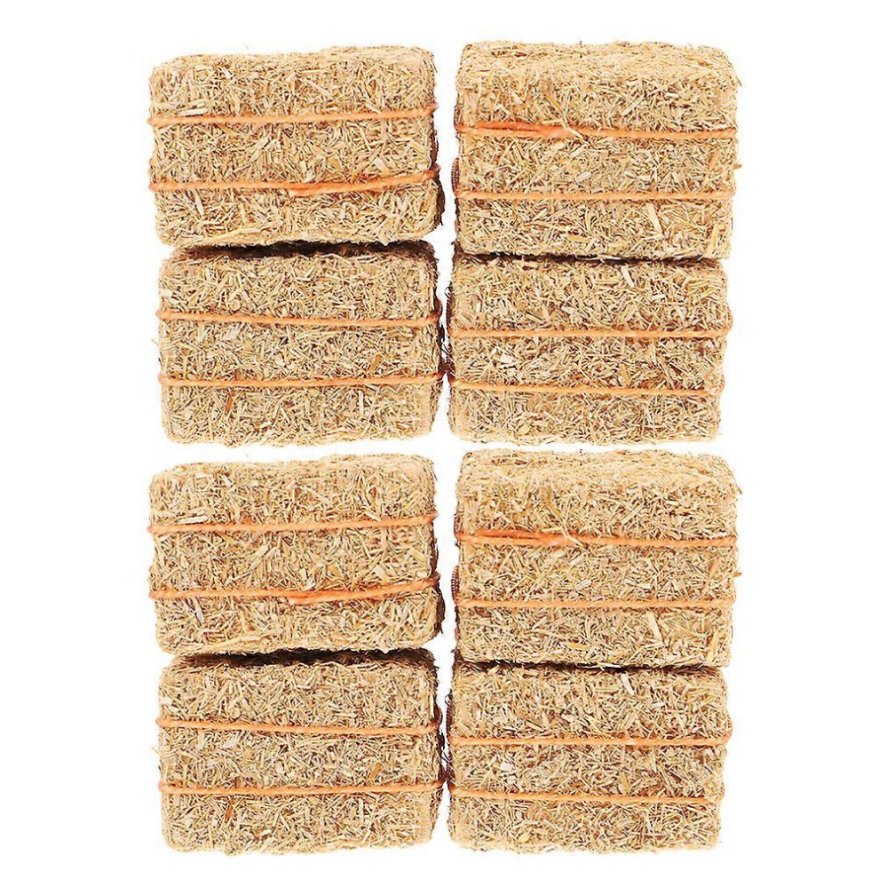 Kricely (As Show, One Size) 8Pcs Doll House Straw Bale Model Farm Harvest Scene Mini House Haystacks