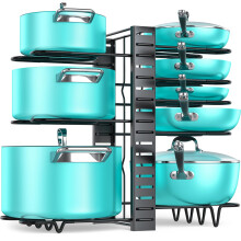 Mudeela Pots and Pans Organizer Rack sous l'armoire avec 3 methodes de bricolage Rack Pot Pot Pot avec 8 niveaux pour les organisateurs d'armoire