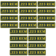Aolamegs munitieblik vinyl sticker set decal label 9MM 5.56 7.62 12GA .22 .223 .308 .300 .380 .45 (20 stuks/.223)