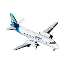 GeminiJets G2WJA1245 Saab 340B Commercial Aircraft WestJet C-GOIA White with Blue Stripes & Tail Gemini 200 Series 1 by 200 Diecast Model Airplane