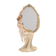 63281 Golden Gatsby Broadway Belles Figurine with Mirror - Hand-Painted Resin, Gold Glitter Dress, Seated Lady on Pedestal (30.5 cm high)