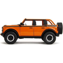 Jada 34189 2021 Ford Bronco Open-Top Orange with Black Stripes & Hood with Extra Wheels Just Trucks Series 1 by 24 Diecast Model