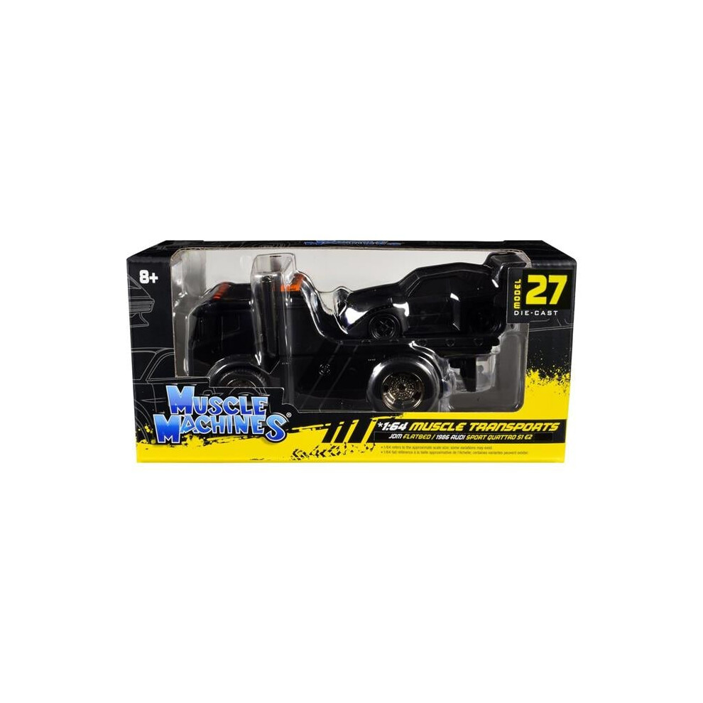 Muscle Machines 11560BK JDM Flatbed Truck Matt Black & 1986 Audi Sport Quattro S1 E2 Muscle Transports Series 1 by 64 Scale Diecast Models-image-OPC-PG9H7NH-NEW