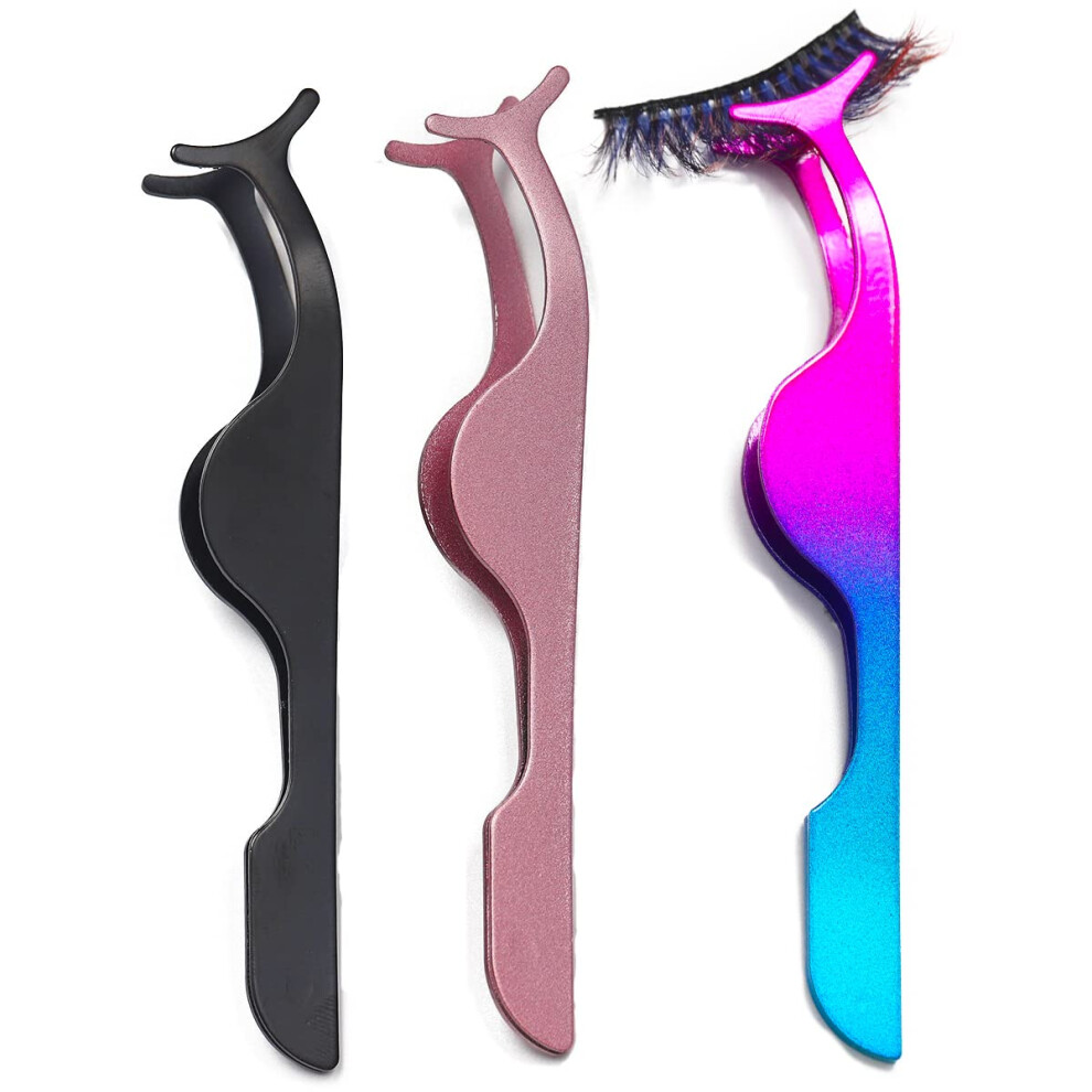 Yiqiyi Eyelashes Tweezers Professional Eyelash Extension Curlers 3Pcs False E