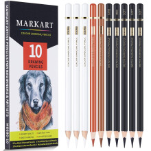 Markart Professional Farvede kulblyanter Tegning sæt 10 stykker sorte hvide kulblyanter til tegning af skygge, der blander pastelkridtblyanter ti