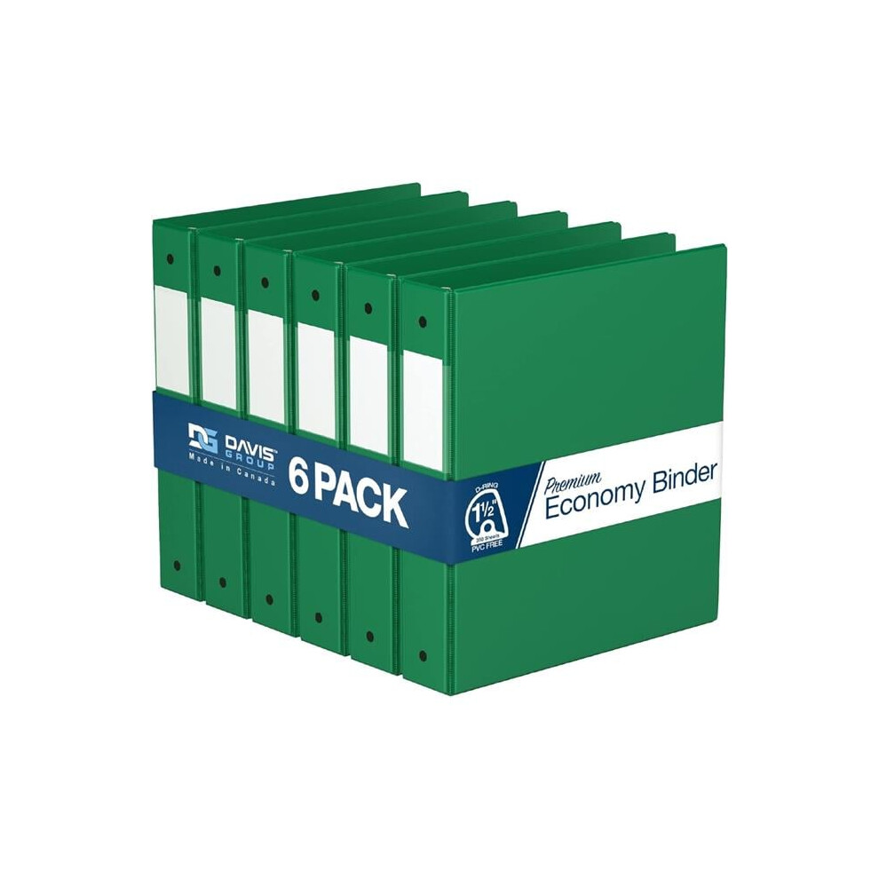 Photos - File Folder / Lever Arch File Davis Group 2302-04-06 Premium Economy, Angle D Ring, Binder, 6 Pack  (Green, 1.5')