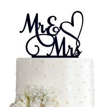 AMINJIE Mr and Mrs Cake Topper Mire ?i Mirese Semn Nunta/Lordna Tort Topper Decorare Acrilic Negru