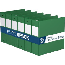 Davis Group 2314-04-06 Premium Economy, Round Ring, Binder, 6 Pack (Green, 3')