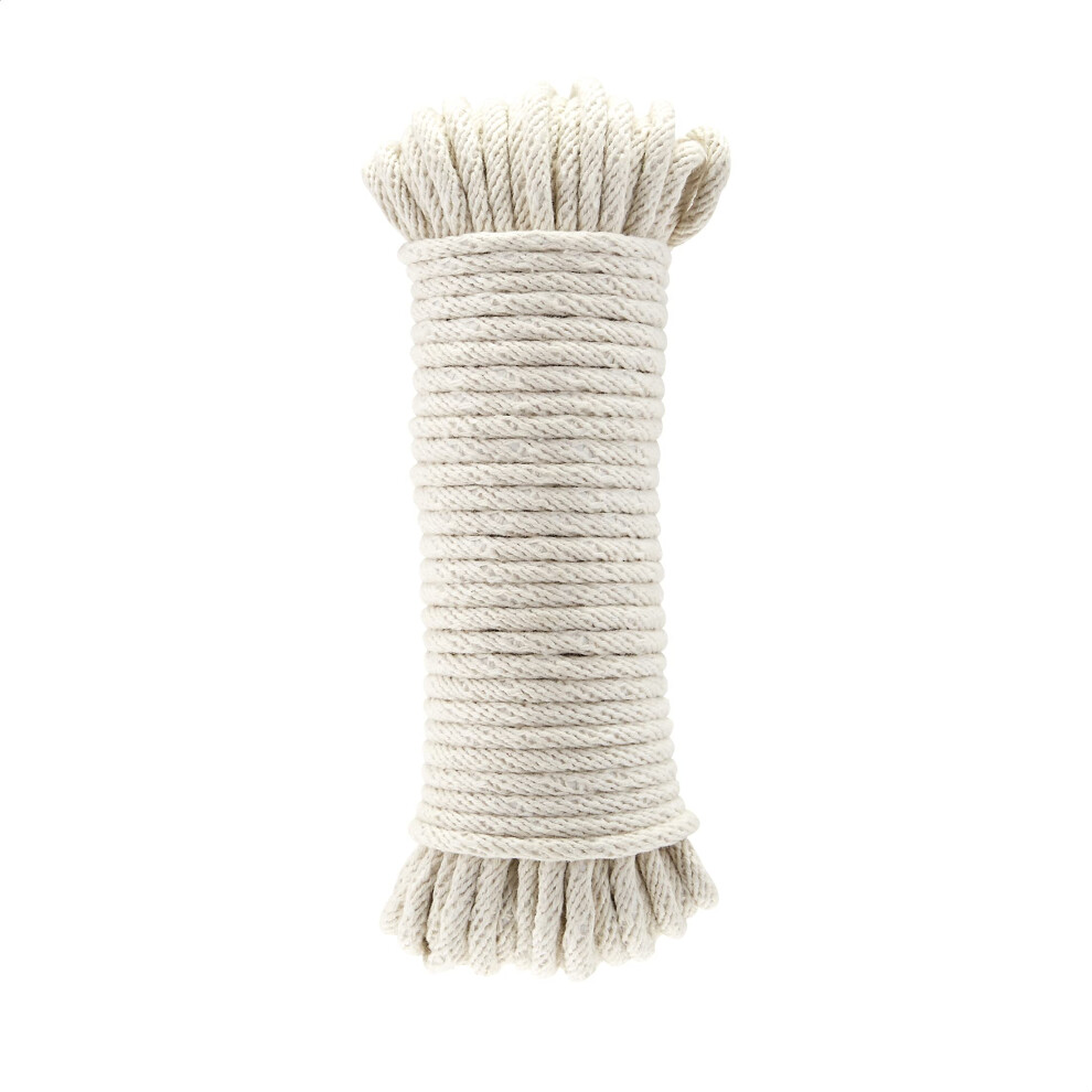 Amazon Basics Natural Cotton Braided Rope for DIY Crafts, All-Purpose Clothesline, Indoor & Outdoor Use, 3/16 Inch x 50 Foot 4.5mm x 15m, Off White