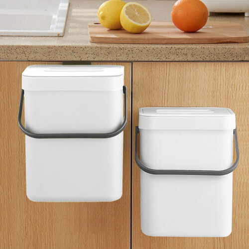 Afvalemmer, hangmat, 2,4 gallon, compostemmer installeerbaar voor binnen, kast/badkamer, slaapkamer/kantoor/toilet (wit
