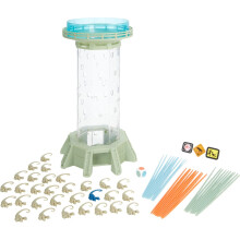 Mattel Games KerPlunk Jurassic World Dominion Kinder- und Familienspiel mit Velociraptor-Dinosaurier-Turmstben und Aufklebern
