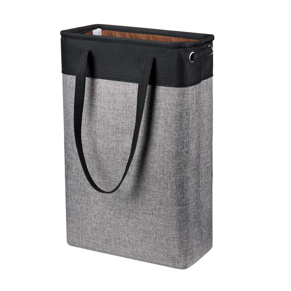 I Bkgoo Cesto Portabiancheria Con Manici Nero E Grigio - Cesto Portabiancheria Sottile Pieghevole