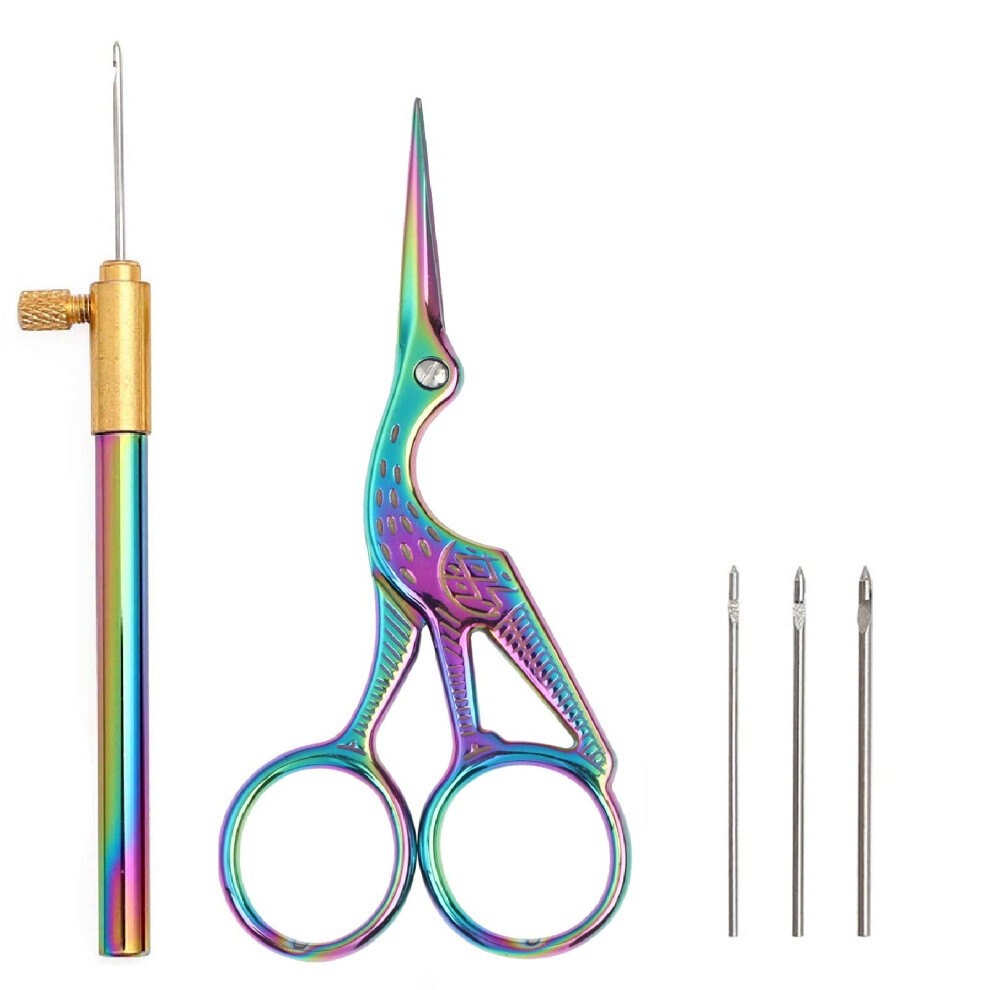 Kit Per Principianti Con 3 Aghi E Gancio Per Ricamo, Con Aghi Per Ricamo Francese, Forbici, Aghi Per Ricamo E Perline, Kit Di Strumenti Per Uncin-image