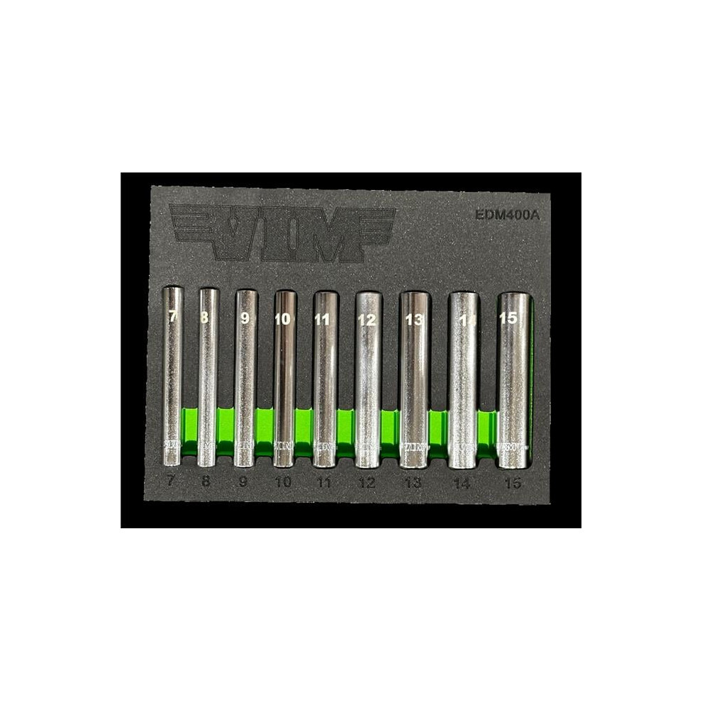 Vim Tools Vmedm400a 0.25 In. Drive Metric Extra Deep Socket Set 731997479585