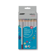 Lamy ColorPlus Metallic Coloring Pencils 506 S?t med 12: Foldningskasse med 12 farvede blyanter lavet af fast basswood med ergonomisk trekantform