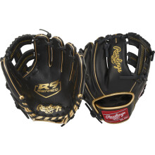 Guanto da baseball da allenamento Rawlings per ragazzi, 9,5 pollici, singolo palo, nero/oro, pollici USA