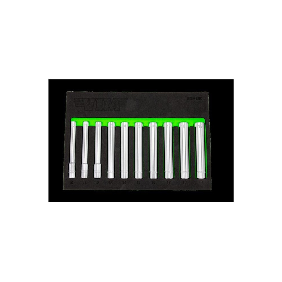 Vim Tools Vmedm600 10 Piece 0.375 In. Drive Metric Extra Deep 6-Point Socket Set 092308543051