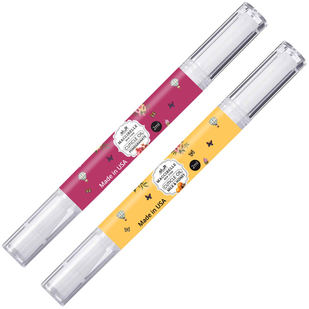 Maccibelle Pure Cuticle & Nail Oil Pen 2Ml Heals Dry Cracked Cuticles (Milk & Honey + Pomegranate)
