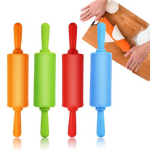 Faxco 4-pak mini kagerulle til b?rn 9 tommer plastik h?ndtag kagerulle non-stick silikone kagerulle til b?rn Kagebagning