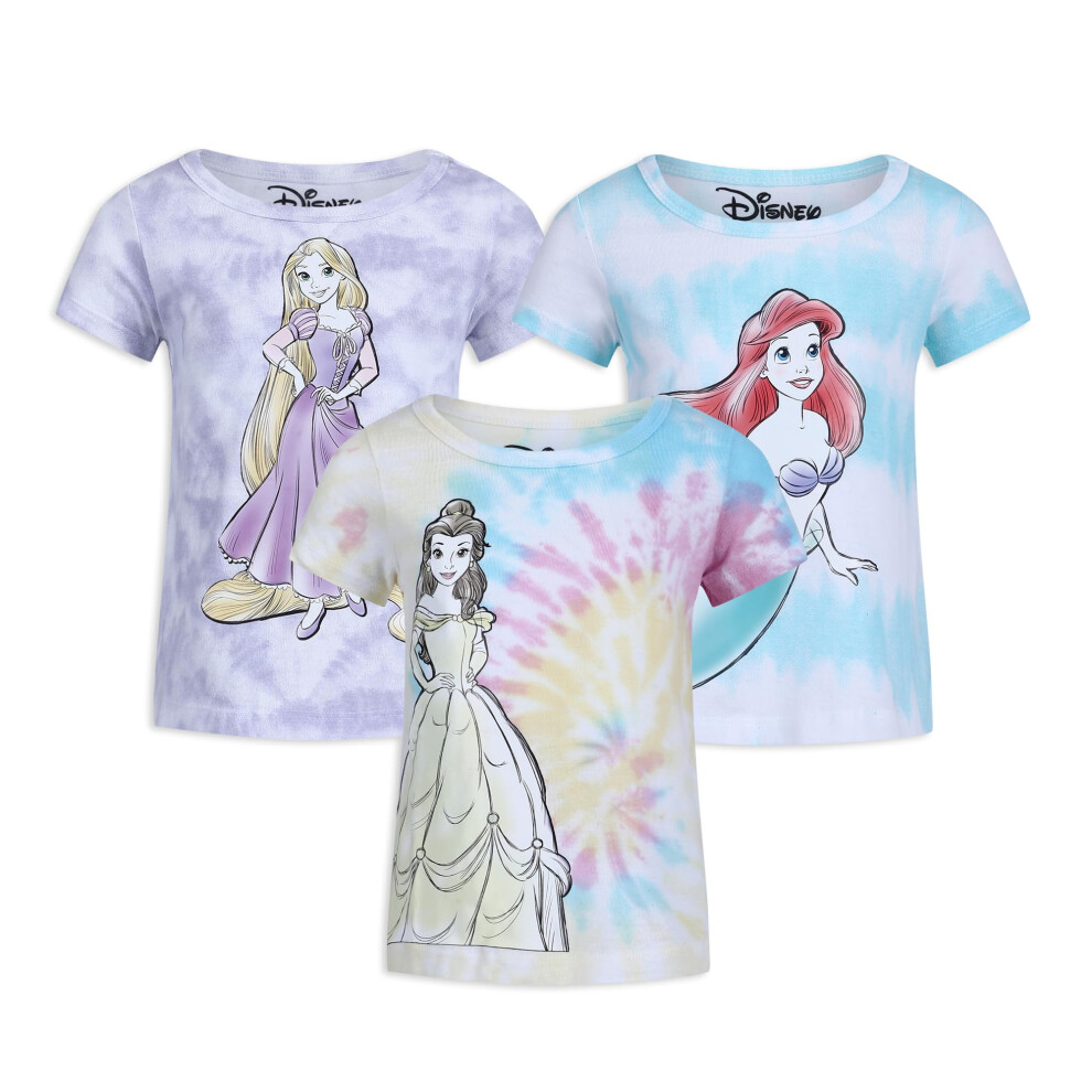 Disney Princess Ariel  Rapunzel and Belle Girls T-Shirt 3 Pack for Tod