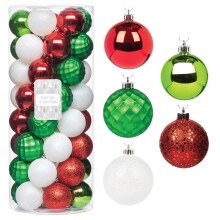 Every Day is Christmas Ornaments, Shatterproof Christmas Tree Ornament Set, Christmas Balls Decoration 50 Count 2.24"/57mm, White Red Green