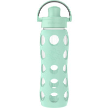 Lifefactory 22Ounce Glazen Waterfles met Actieve Flip Cap en Beschermende Siliconen Hoes Mint