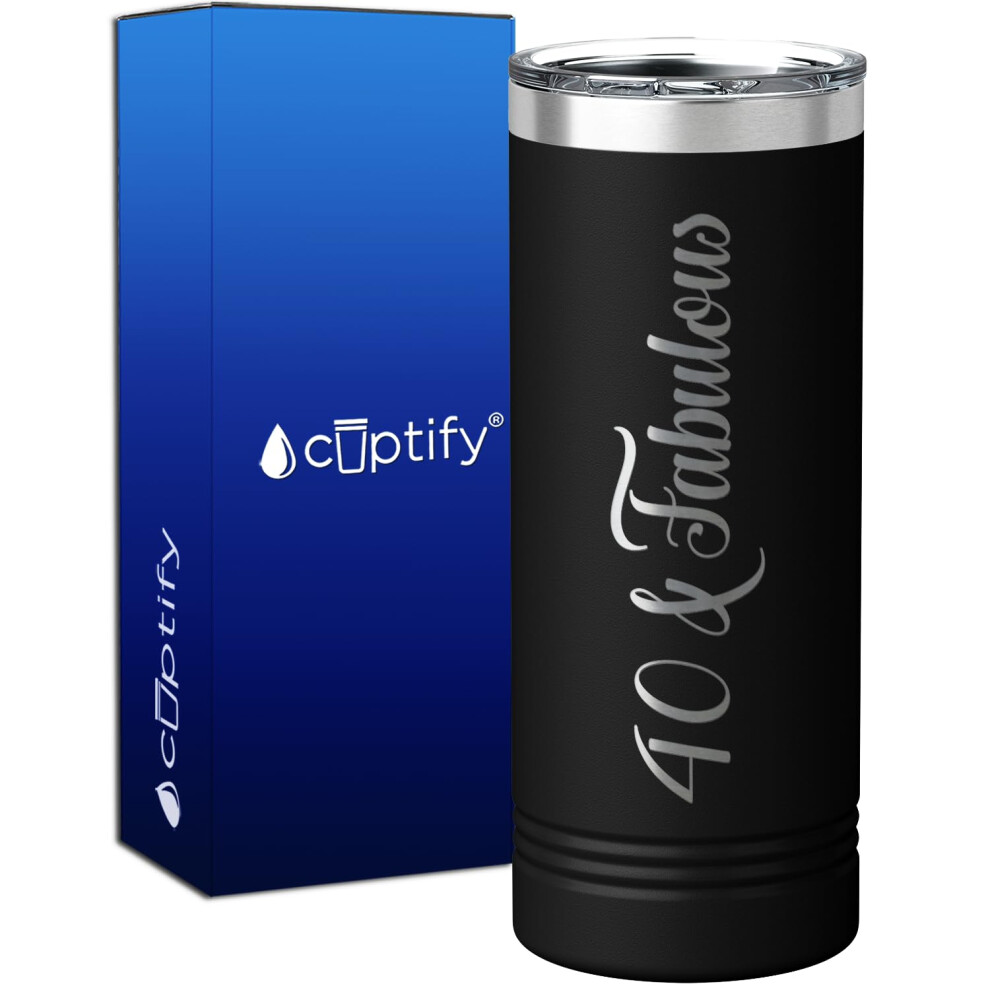 Vaso Delgado De 22 Oz ""40 & Fabulous"", Regalo Para 40 Cumplea Os De Mujer, Con Decoraciones Negras, Divertido Regalo, Taza Con Aislamiento Al Vac-image